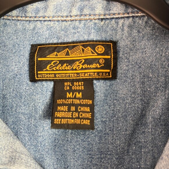 VTG Eddie Bauer Women's Denim Shirt Dress Size M Button-Front Long Sleeve Casual - Picture 6 of 11